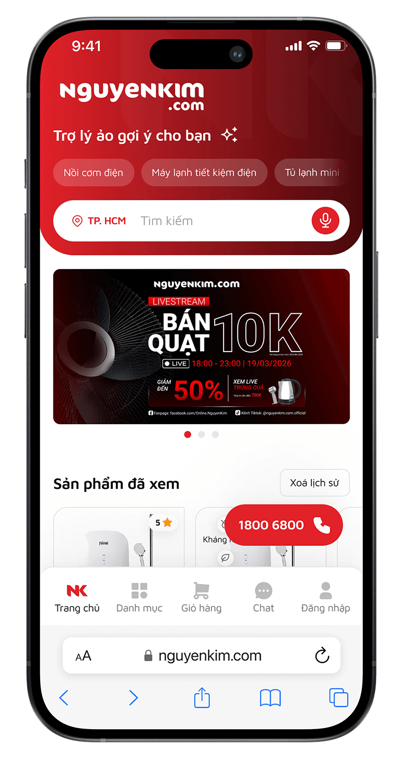 Giao diện thương mại điện tử Nguyễn Kim trên điện thoại